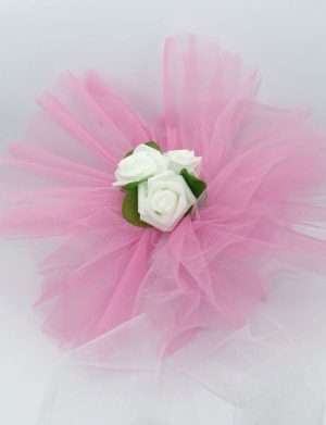 Decor masina pentru nunta, flori cu tulle roz – ILIF207011