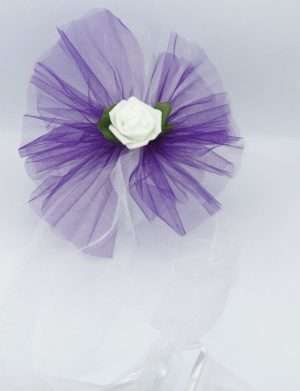 Decor masina pentru nunta, floare cu tulle mov – ILIF207012