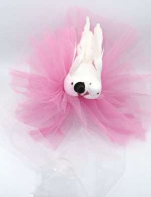 Decor masina pentru nunta, porumbei albi cu tulle roz- ILIF207010