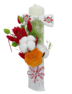 Lumanare cununie decorata cu flori uscate si verdeata – ILIF207061