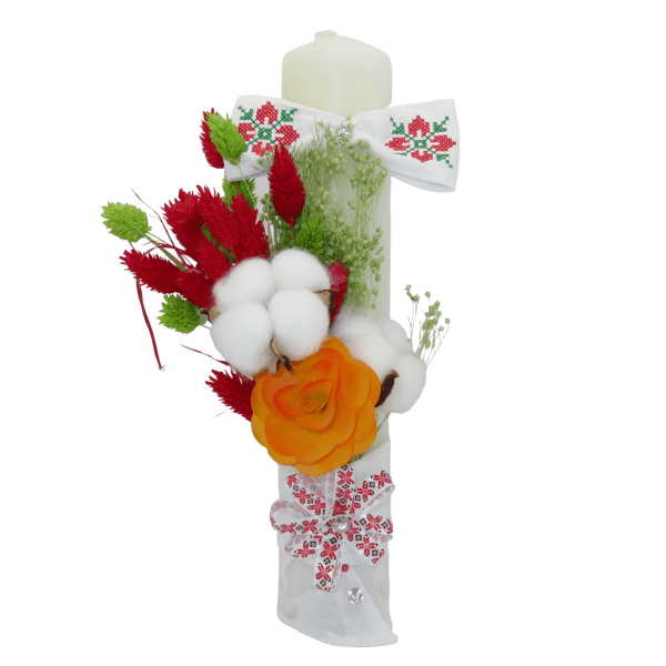 Lumanare cununie decorata cu flori uscate si verdeata ILIF207061 23h Events 1