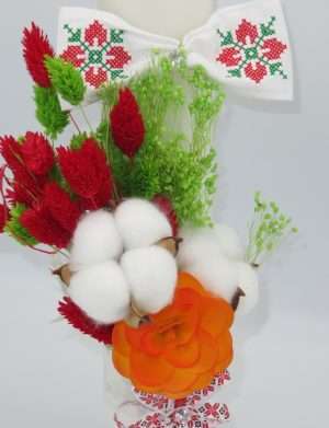 Lumanare botez decorata cu flori uscate, model 2 – ILIF207060
