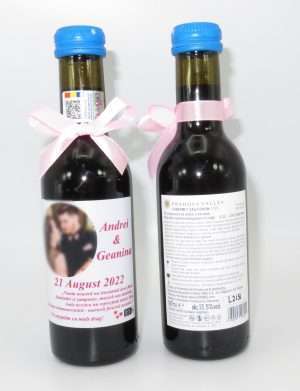 Marturie nunta, Sticluta de Vin personalizata, fundita roz – ILIF207073