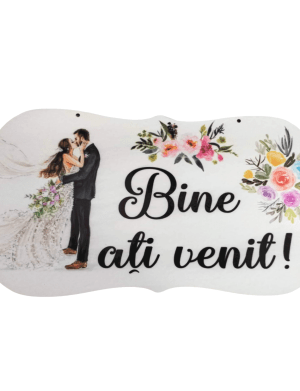 Pancarta nunta, Bine ati venit, flori multicolore, dim. 83×38 cm – ILIF208043