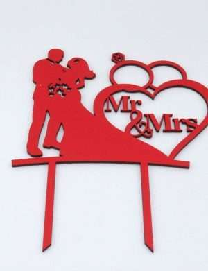 Topper tort de nunta, Mr&Mrs, rosu – ILIF207020