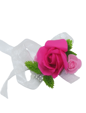 Bratara corsaj domnisoare de onoare, trandafiri roz si verdeata – ILIF208054