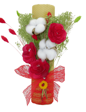 Lumanare cununie, ceara naturala decorata cu flori uscate – ILIF208017