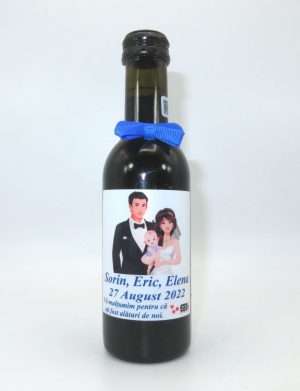 Marturie nunta, Sticluta de Vin personalizata, fundita albastra – ILIF208047