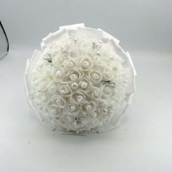 Buchet mireasa cu flori de spuma, mare, alb – ILIF209008 (1)