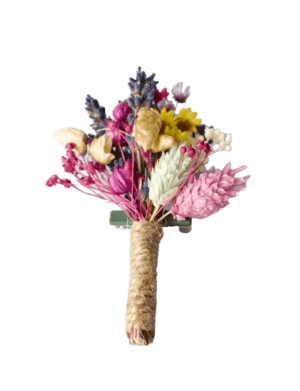 Cocarda din flori naturale uscate, colorate – AMB209003