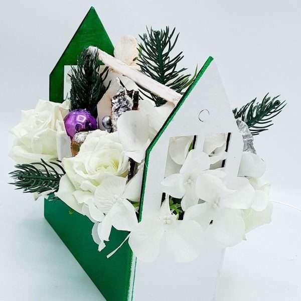 Aranjament floral de Craciun verde alb – FEIS210008 1