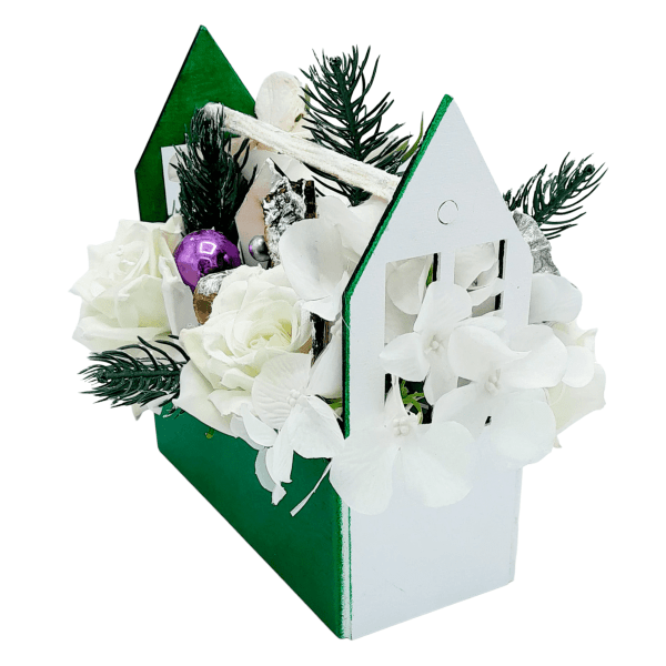 Aranjament floral de Craciun verde alb – FEIS210008 2