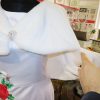 Bolero mireasa, alb cu blanita, scurt ILIF210011 (4)