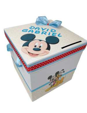 Cutie dar de botez, personalizata, Mickey si Pluto – DSPH210005