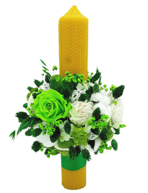Lumanare nunta/botez, ceara naturala cu flori uscate si criogenate – FEIS210018