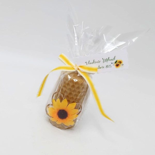 Marturie personalizata lumanare din ceara de albine Floarea soarelui DSPH210004 1