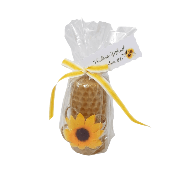Marturie personalizata lumanare din ceara de albine Floarea soarelui DSPH210004 1