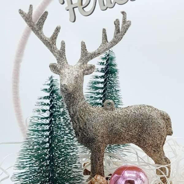 Ornament Handmade pe felie de lemn Craciun Fericit FEIS210012 2