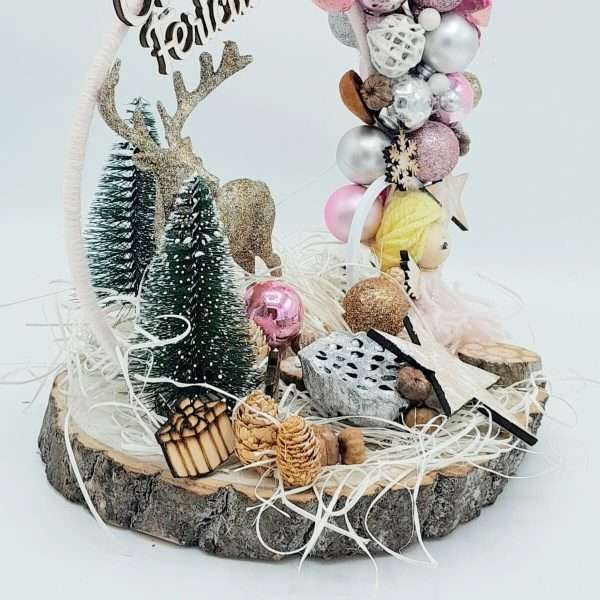 Ornament Handmade pe felie de lemn Craciun Fericit FEIS210012 6
