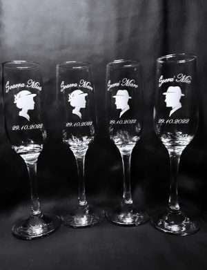 Set 4 pahare nunta, personalizate prin gravura, pentru Socri, din Sticla – KLTM210025