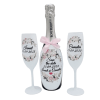 Set Save The Date, sticla vin spumant si pahare decorate manual - FEIS210005