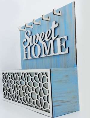 Cuier pentru chei, Sweet Home, bleu cu alb – FEIS211004