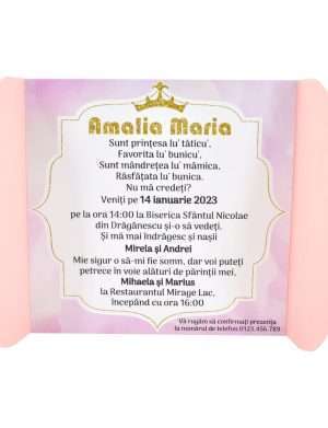 Invitatie botez fetita, model tip Carte coperta colorata– MIBC211020