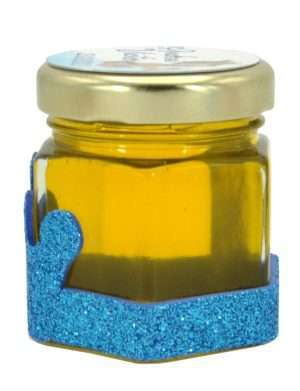 Marturii dulci cu miere, model handmade Regal – albastru, borcan 50 gr, grafica personalizabila – DSBC211017