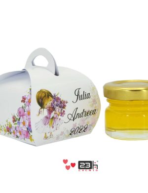 Marturii dulci cu miere, model handmade „Cutiuta dulce” – borcan 30 gr – DSBC211011