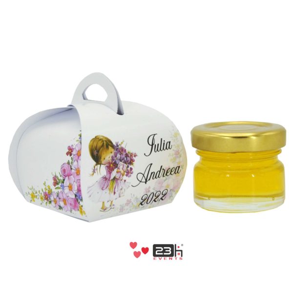 Marturii dulci cu miere, model handmade „Cutiuta dulce” – borcan 30 gr – DSBC211011