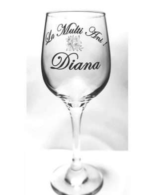 Pahar de vin personalizat prin gravura, La Multi Ani  – KLTM211007