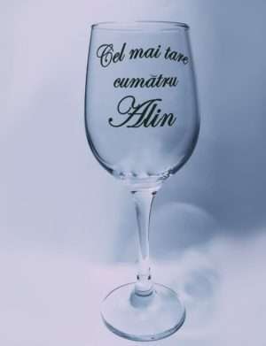 Pahar de vin personalizat prin gravura, Cel mai tare cumatru – KLTM211006