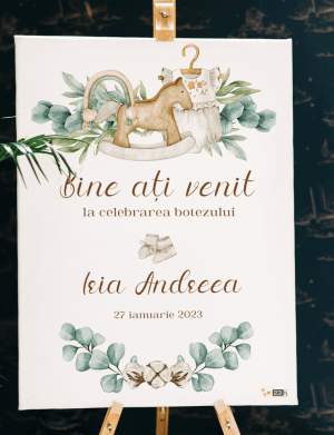 Tablou Bine Ati Venit! pentru botez, Pure White, dim. 53×70 cm – OPB211006