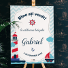Tablou Bine Ati Venit pentru botez Tematica Marina dim. 53x40 cm OPB211004