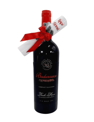 Set 12 buc. Cadou Craciun, sticla de vin Budureasca Premium cu felicitare personalizata – ILIF212002