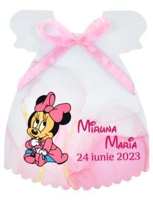 Invitatie botez Rochita, model baby Minnie, pentru fetita- MIBC301017