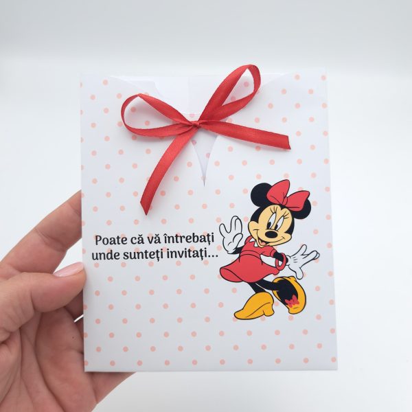 Invitatie botez Rochita, model Minnie cu buline, pentru fetita- MIBC301016 - imagine 4