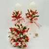 Set 2 lumanari cununie buchet mireasa cu flori uscate verde rosu alb FEIS301009 2