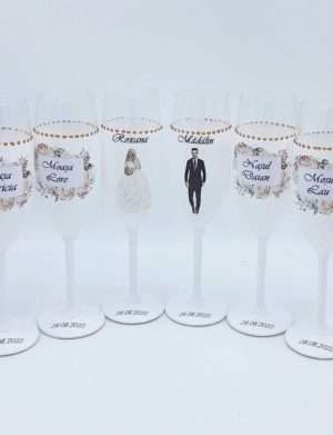 Set 6 pahare nunta personalizate pentru miri, nasi & mosi – FEIS301018