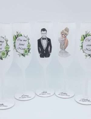 Set 5 pahare nunta personalizate pentru miri, nasi & nasa mica/nasul mic – FEIS301019