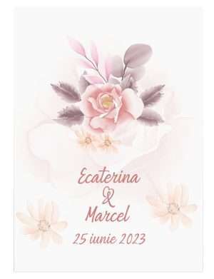 Invitatie nunta card C6, grafica fata-verso, crem – roz prafuit – MIBC301025