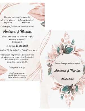 Invitatie nunta card C6, grafica fata-verso, crem – MIBC301027