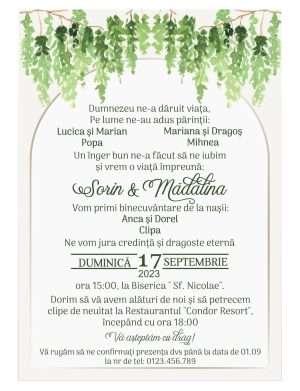 Invitatie nunta card C6, grafica fata, verde – MIBC301030