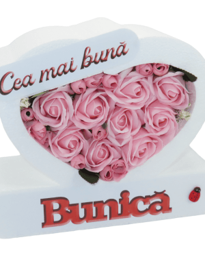 Aranjament cadou Bunica, cu trandafiri roz de sapun – ILIF302034