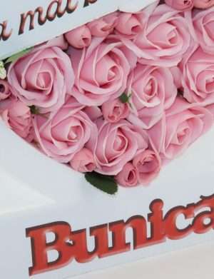 Aranjament cadou Bunica, cu trandafiri roz de sapun – ILIF302034