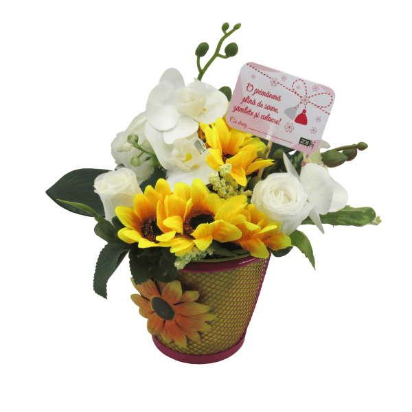 Aranjament cadou cu flori de matase Primavara plina de soare ILIF302021 1