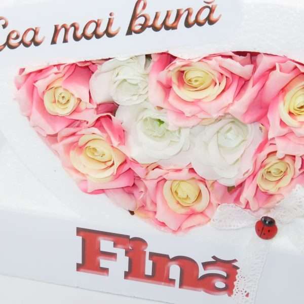 Aranjament floral cadou pentru Fina cu trandafiri de matase ILIF302024 1