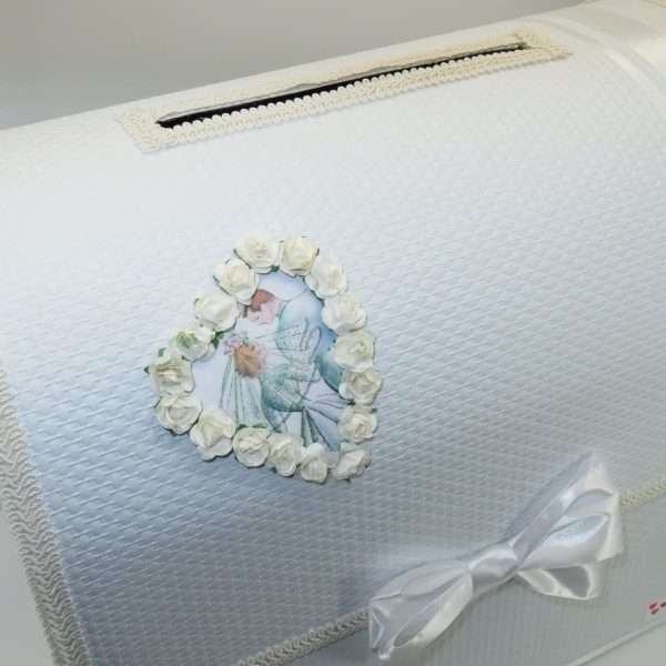 Cutie Dar Nunta panglici albe 40x27x35 cm ILIF302033 3