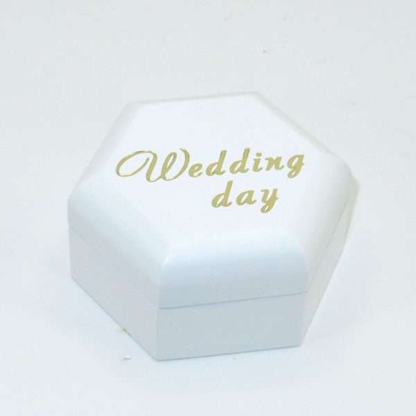 Cutiuta verighete Wedding Day forma hexagonala tema aurie ILIF302029 4