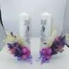 Lumanare Nunta model personalizat decor cu flori uscate mov ILIF302045 8
